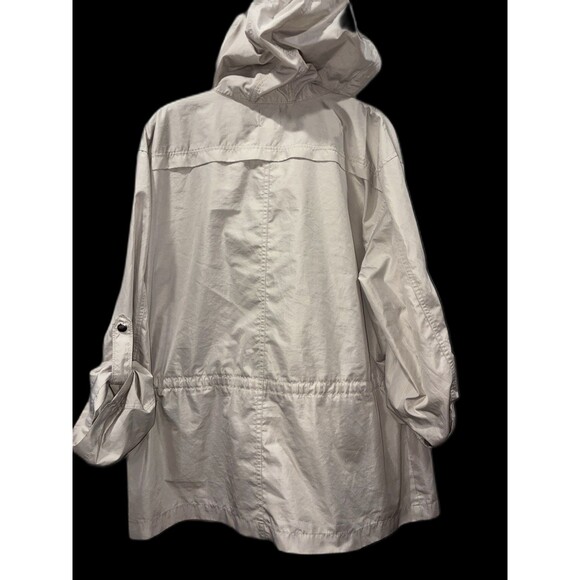 Bass Heritage XL Hooded Utility Jacket Beige Anorak Parka Roll Tab Pockets Zip - Picture 5 of 6